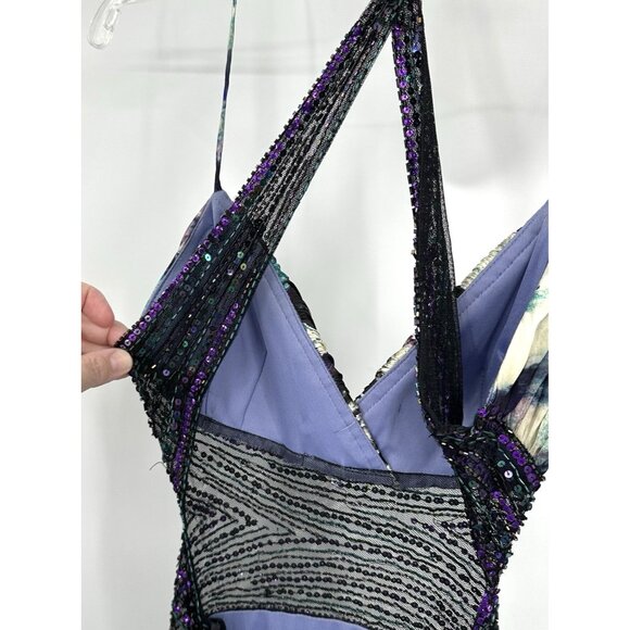 CACHE maxi dress gown beaded backless sequins satin floral Y2K party evening 4 - Picture 7 of 14